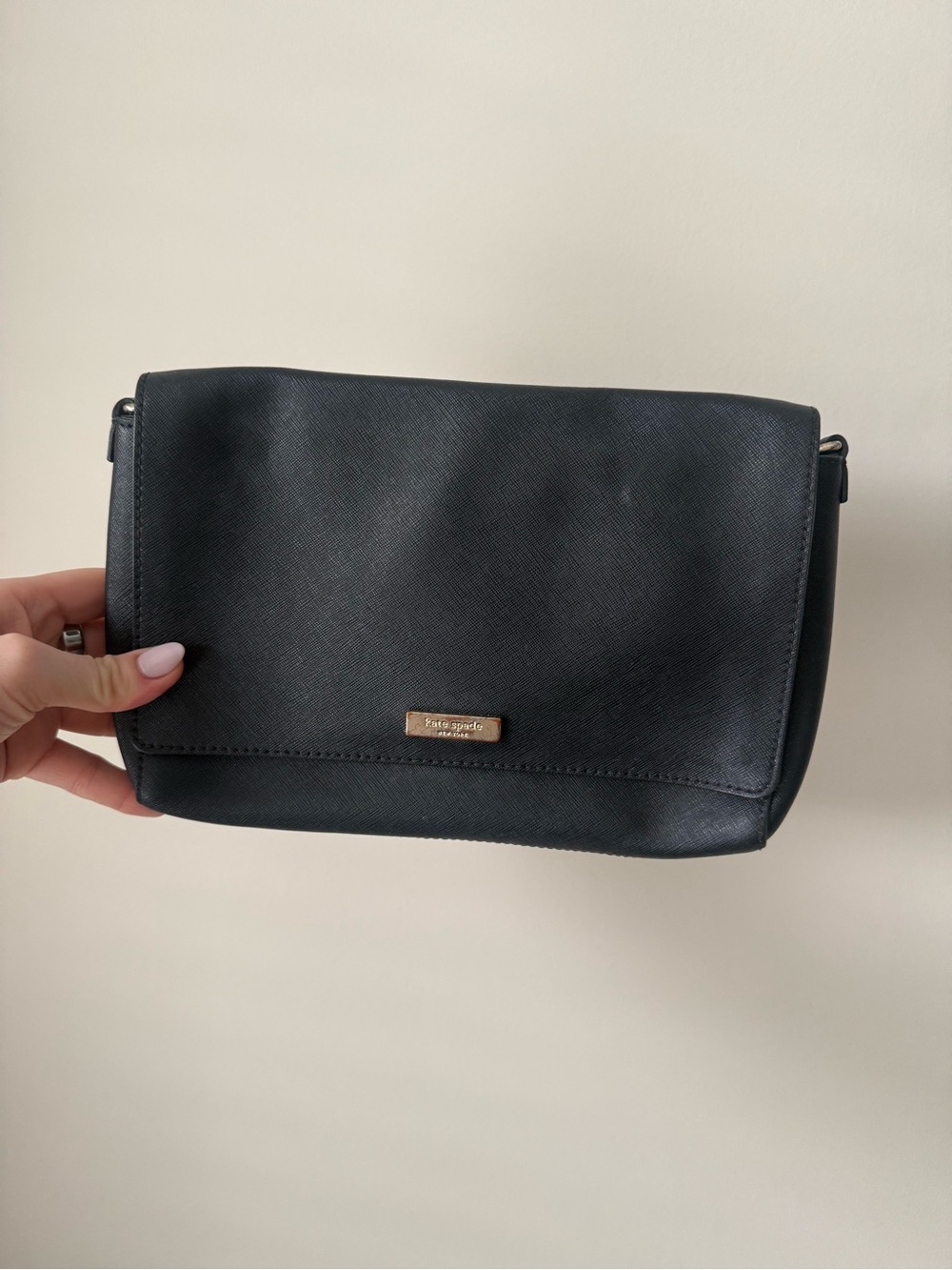 kate spade Black Crossbody with Gold Plaque